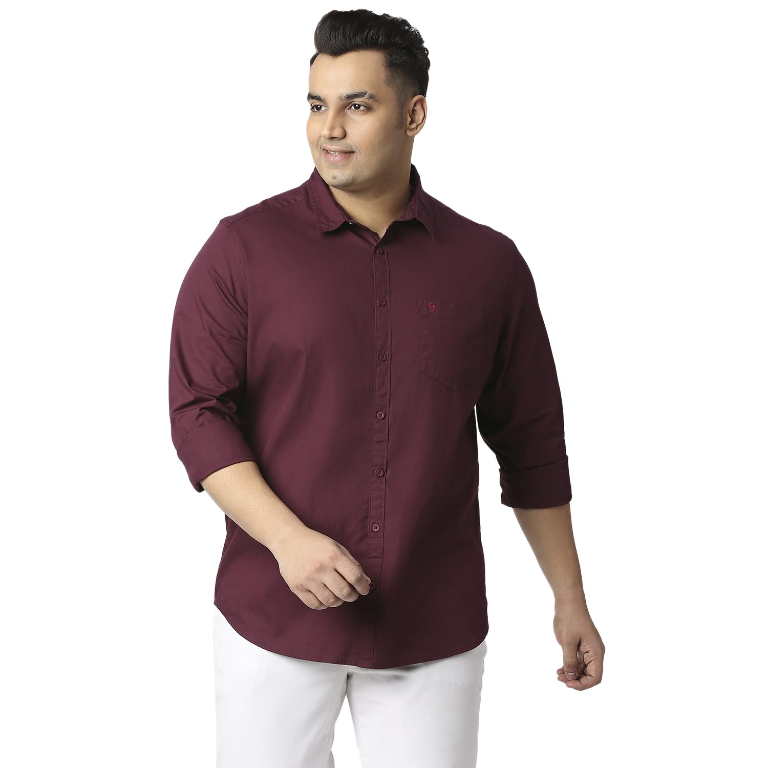Thomas Scott Men's Plus Size Cotton Casual Shirt | Regular Fit | Long Sleeves | Spread Collar | Solid | Soft & Breathable | Everyday Comfort Shirt for Men