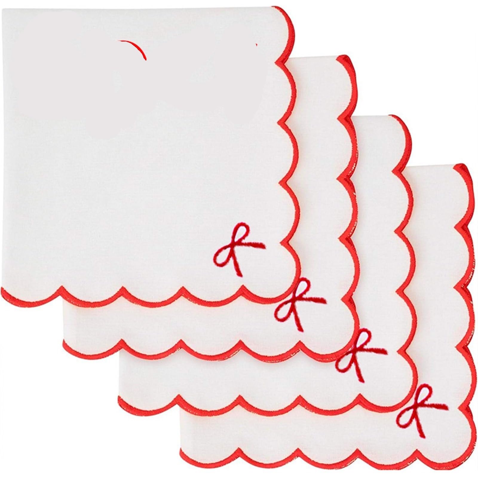 Serviettes douces vintage à bord brodé rouge 40cm pour table