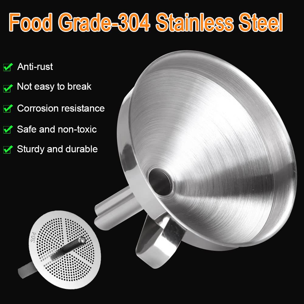 1 set di accessori per imbuto da cucina con imbuto inossidabile filtro