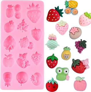 Fruit Fondant Molds Mini Strawberry Pineapple Banana Apple Grape Candy Chocolate Silicone Mold For Cake Decoration Cupcake Topper Sugar Craft Gum Paste Polymer Clay