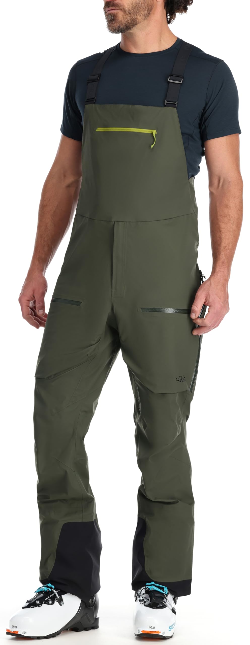 RAB Khroma Kinetic Bib Pantalones impermeables transpirables para esquí y montañismo - Ejército - M