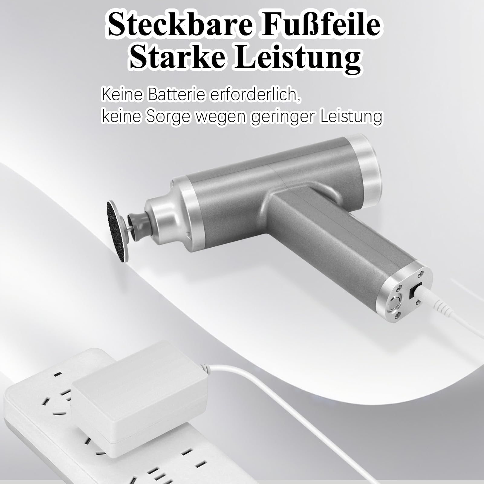 Elektrischer Hornhautentferner 4500rpm Einstellbare Geschwindigkeit Professionell Hornhautentferner Elektrisch Hornhaut Entfernen Pediküre Elektrische Fußfeile, Grau FCR-3