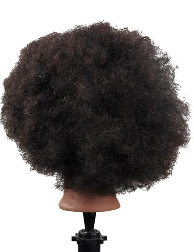 Miniatura 4 de Cabeza de maniquí afroamericano con cabeza de maniquí 100 % de cabello humano con soporte para peinar el cabello, soplado de cabello, trenzar (recto