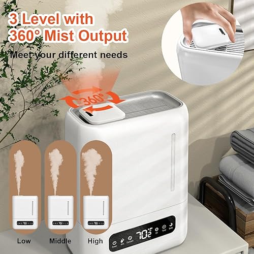 Miniatura 4 de AUMIO Humidificadores de 4L para dormitorio con control de humedad, difusor de aceite esencial de niebla fría de llenado superior, humidificadores