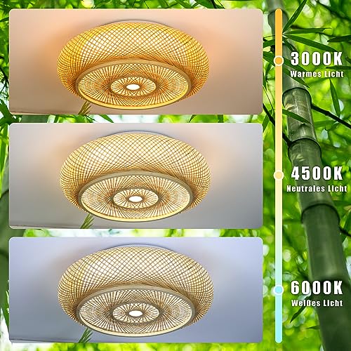 Plafonnier LED en bambou à intensité variable pour stopper l'éblouissement - 4