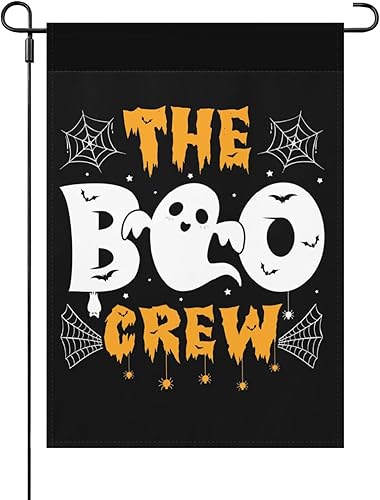 Miniatura 7 de Bandera de Halloween para jardín, bandera de jardín con texto en inglés Here for the Boos, bandera de jardín pequeña de doble cara para decoración
