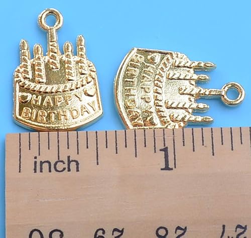 Miniatura 3 de YYaaloa Paquete de 50 dijes de Feliz Cumpleaños, colgantes para manualidades, accesorios de fabricación de joyas