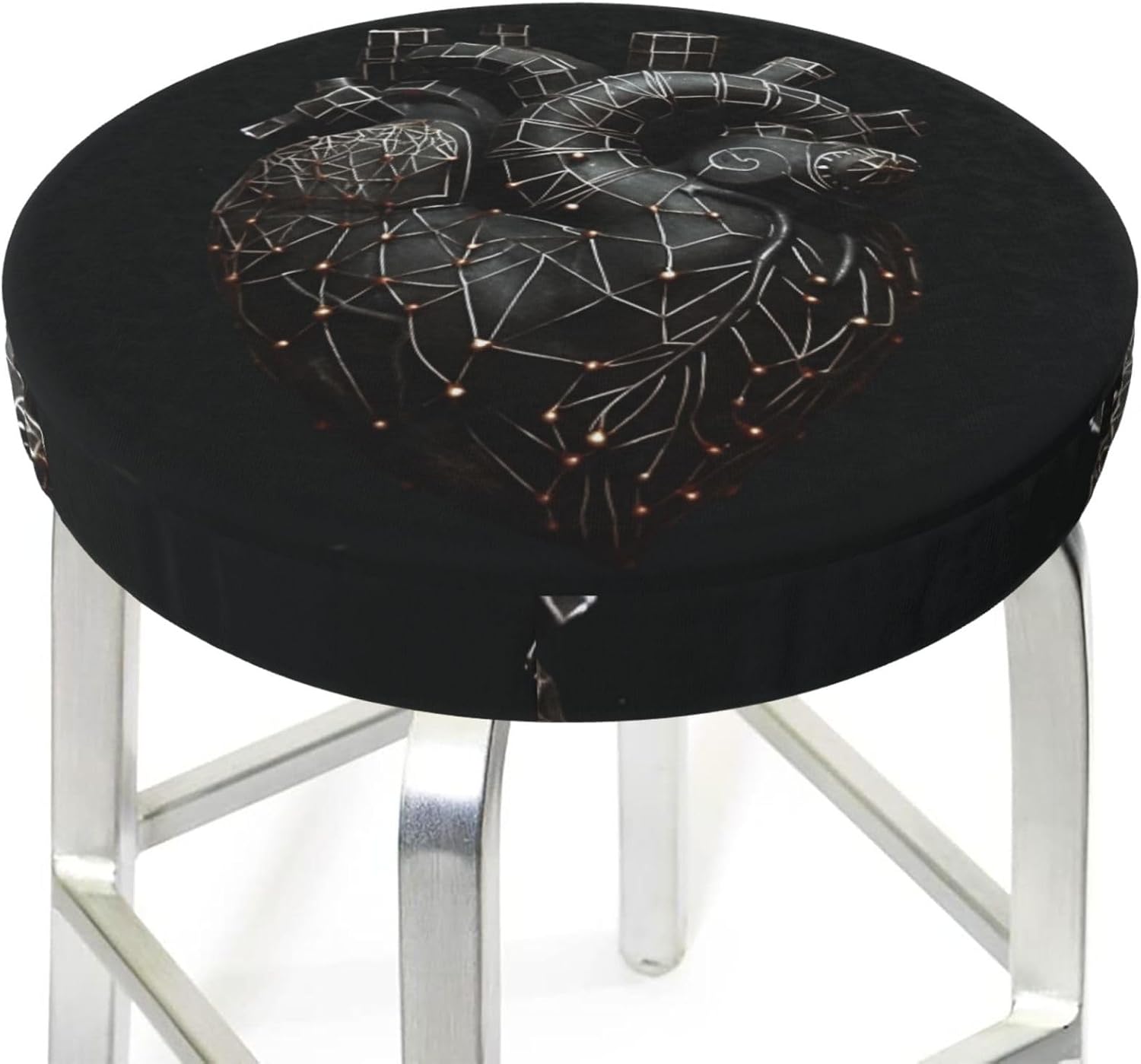 Bar Stool Cover Round Elastic Stool Cushion Covers Heart Bar Chair Cover Washable Stool Cushion Slipcover Stretch Stool Seat Covers for 12-14 Inch Chair