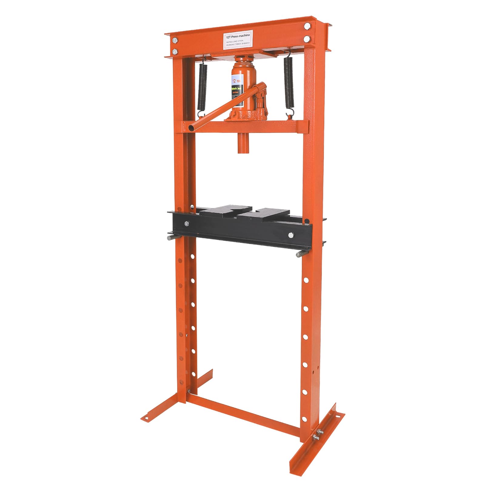 20-Ton Hydraulic Shop Press, Heavy Duty Benchtop Hydraulic Shop Press with 2 Press Plates, H-Frame Pneumatic Shop Press Adjustable Height, Orange