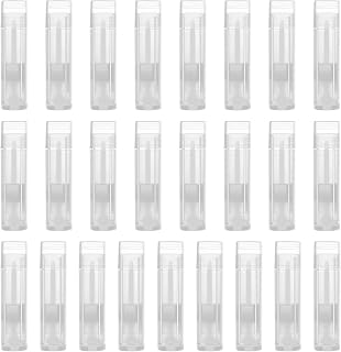 25 Pieces 5ml Clear Empty Plastic Container Lip Balm Containers Lipstick Tubes Plastic Refill Lip Balm Tube with Cap