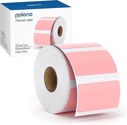 POLONO Etiqueta térmica directa de 2.25 x 1.25 pulgadas, etiquetas adhesivas perforadas para direcciones, códigos de barras, etiquetas adhesivas