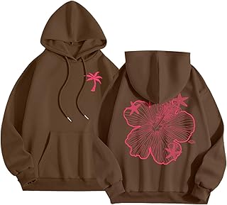 2025 - Sudadera con capucha con estampado de letras para mujer, manga larga, con bolsillos, sudadera con capucha para mujer sin