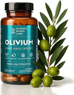 Olivium - Long COѴID Relief | Immune Support Supplement for Brain Fog, Focus, Energy Boost with Vitamin D, B Complex Vitamins, Olive Leaf Extract - 60 Capsules