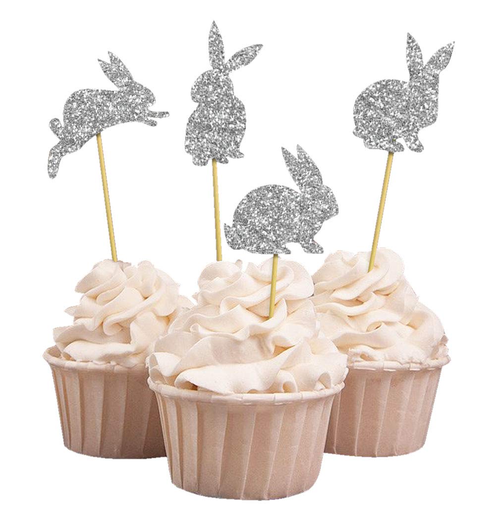 Darling Souvenir, Glitter Silver Easter Bunny Rabbit Cupcake Toppers Dessert Decoration Cupcake Toppers - Pack Of 20 (B07TC7MT41) Amazon Price History, Amazon Price Tracker