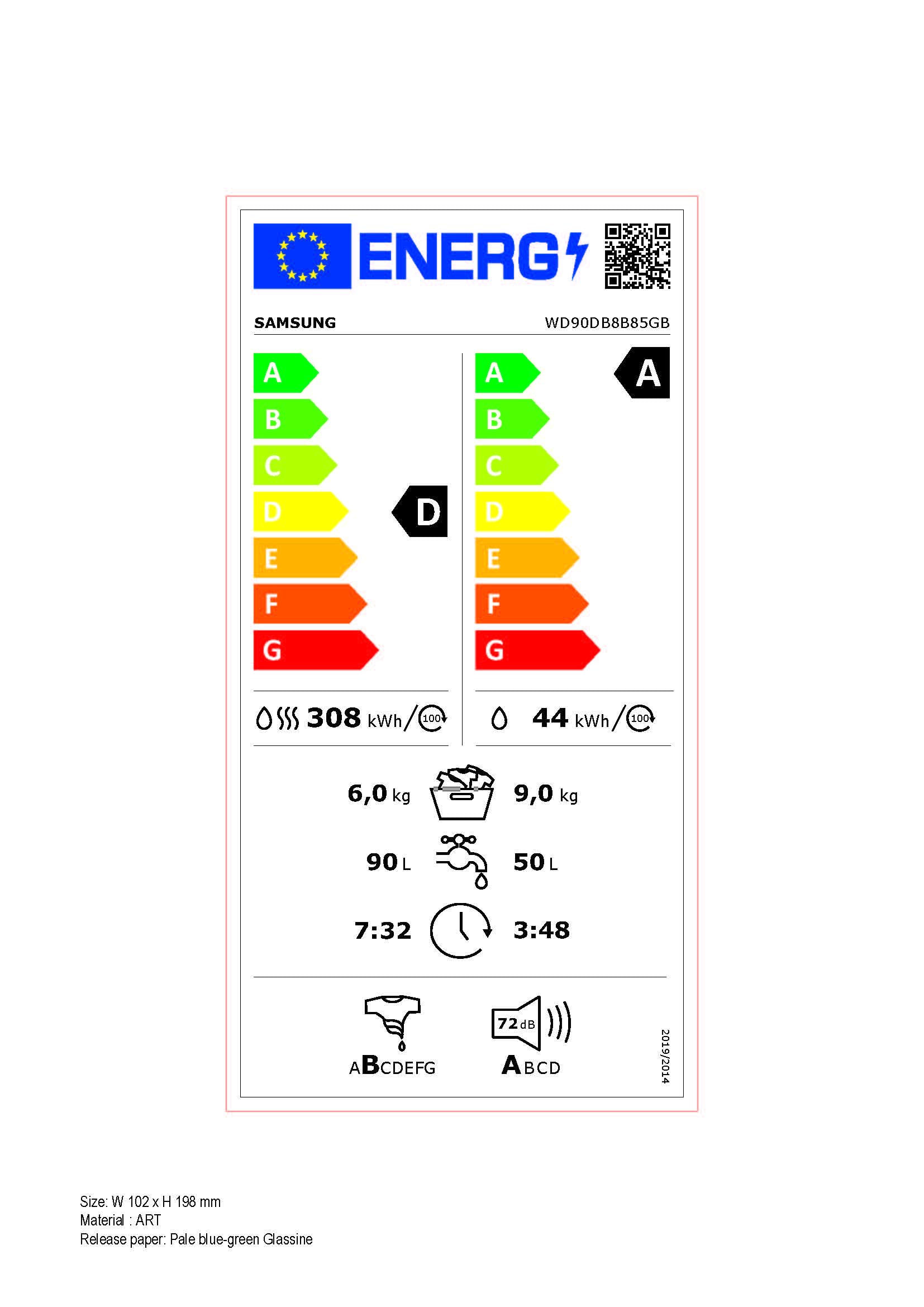 Samsung WD90DB8B85GBU2 Bespoke AI Waschtrockner, 9+6 kg, EEK: D/A (-10%), Waschmaschine und Trockner in einem, QuickDrive, AI Ecobubble, AI Wash, SuperSpeed 39 Min. Waschprogramm, Schwarz