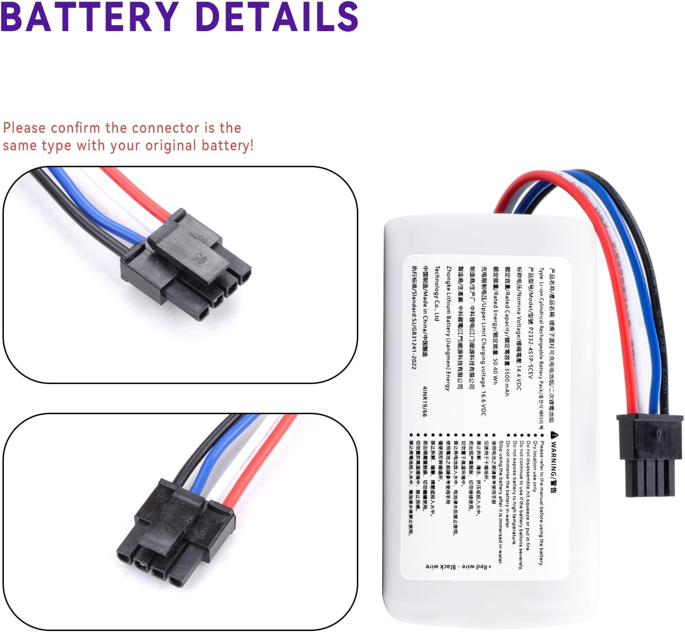 3500mAh Battery Replacement for Xiaomi S20 Robot Vacuum Cleaner with Tools