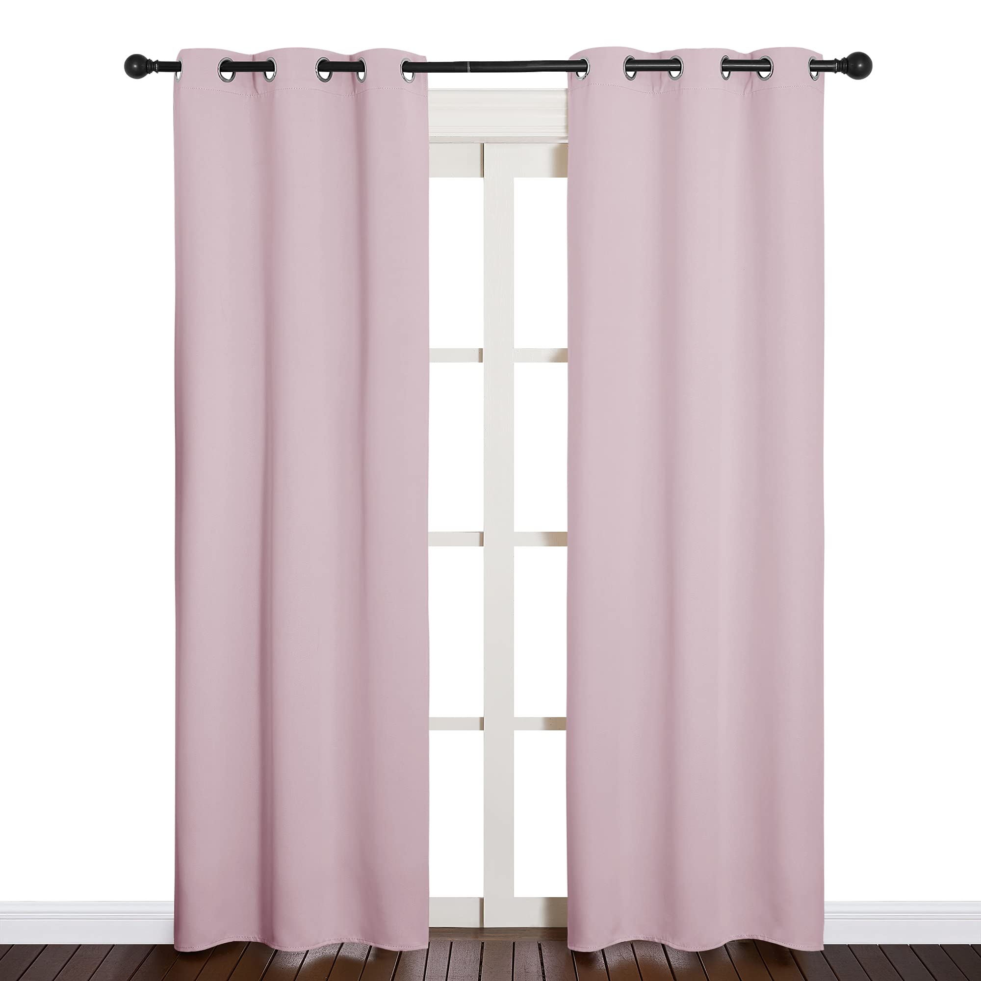 NICETOWN Blackout Draperies Curtains for Girls Room, Nursery Essential Thermal Insulated Grommet Top Blackout Panels (Lavender Pink, 1 Pair, 34 x 84 inches)
