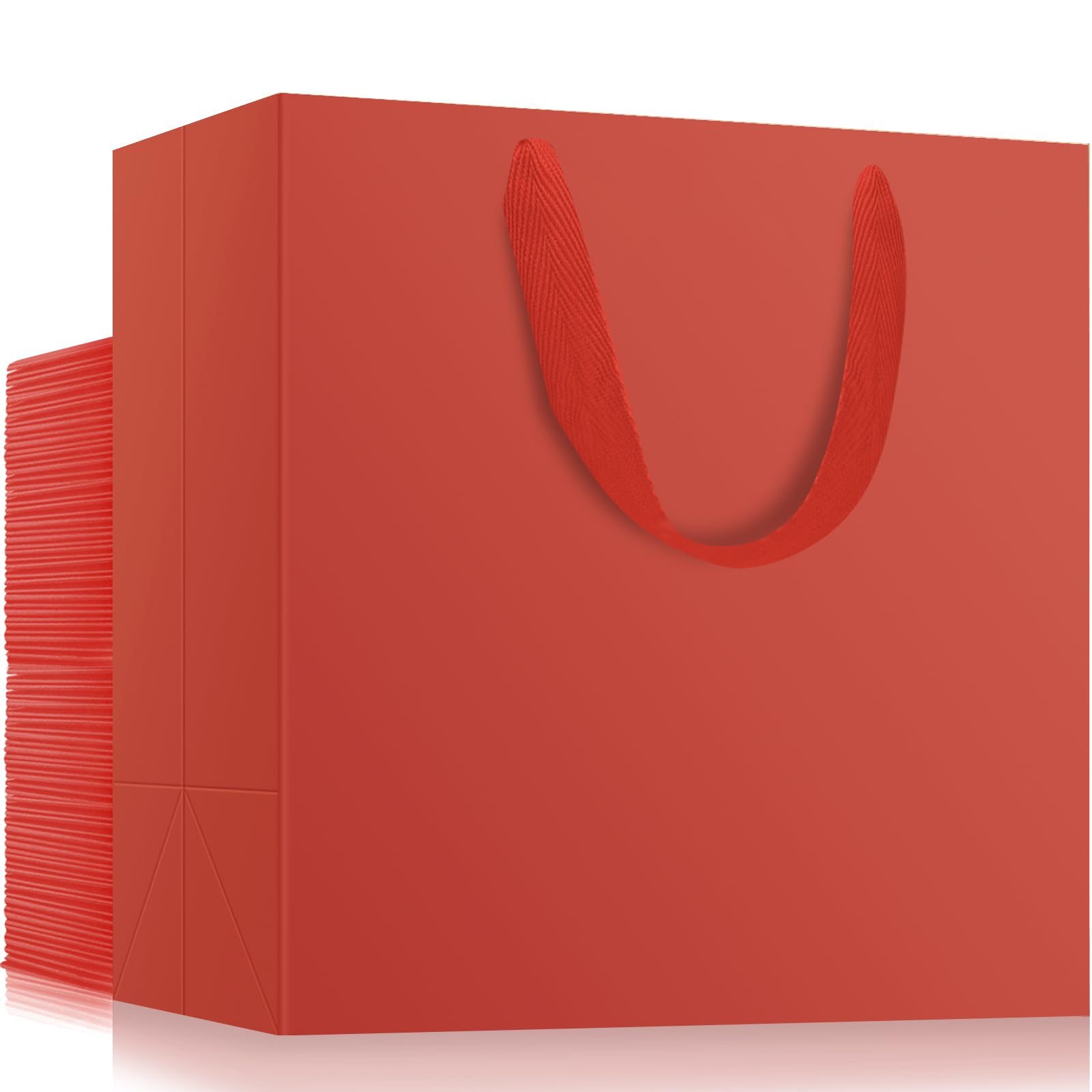 EUSOAR Large Gift Bags, 50 Pack 12.5x4.5x11 inches Red Birthday Gift Bags with Handles, Paper Bags Shopping Bags for Business Craft Grocery Boutique Party Favor Wedding