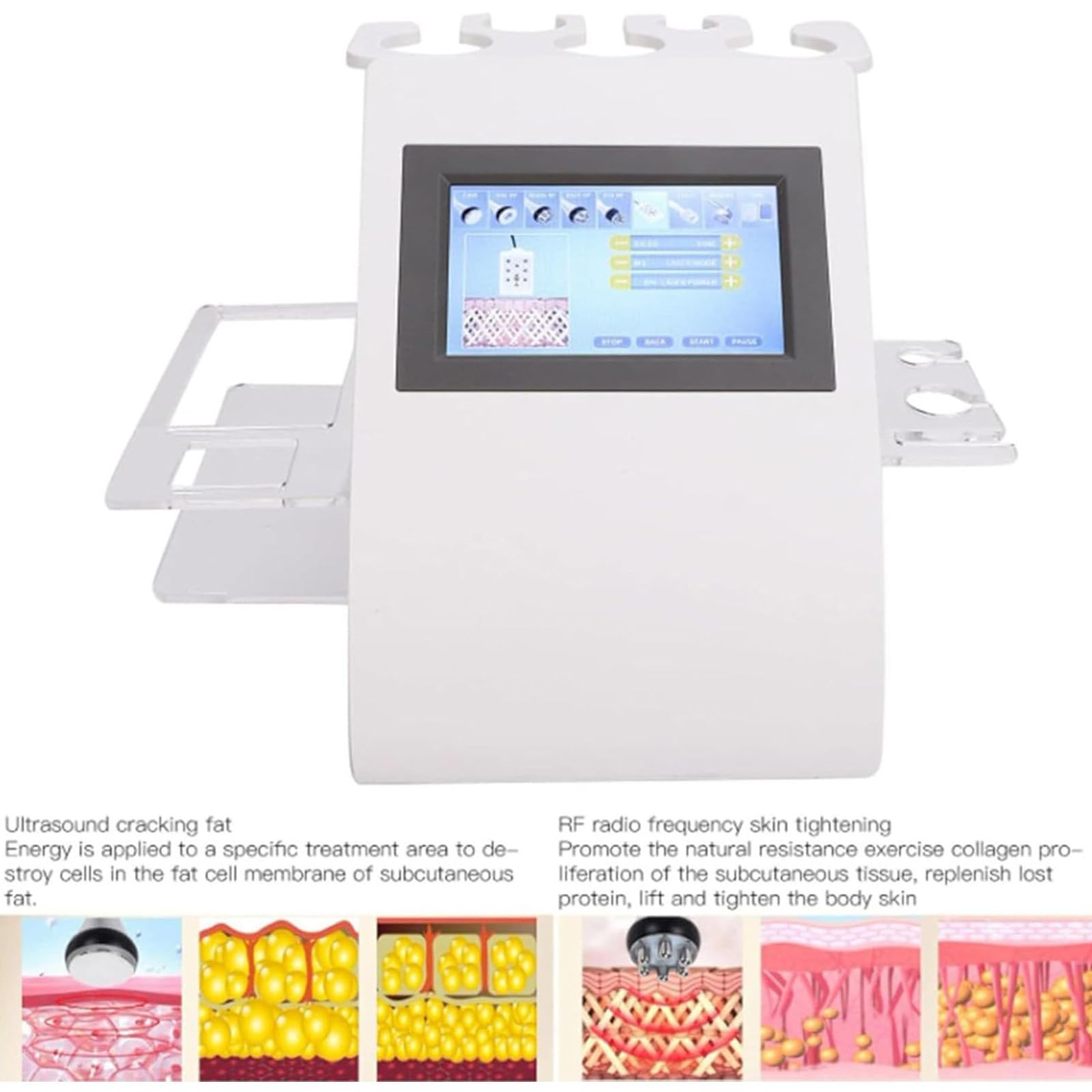 Cavitation 40K Machine de Beauté à Ultrasons, Appareil De Tonification du Corps, Appareil Professionnel De Remodelage du Corps pour Le Ventre La Taille Les Jambes (9 en 1)