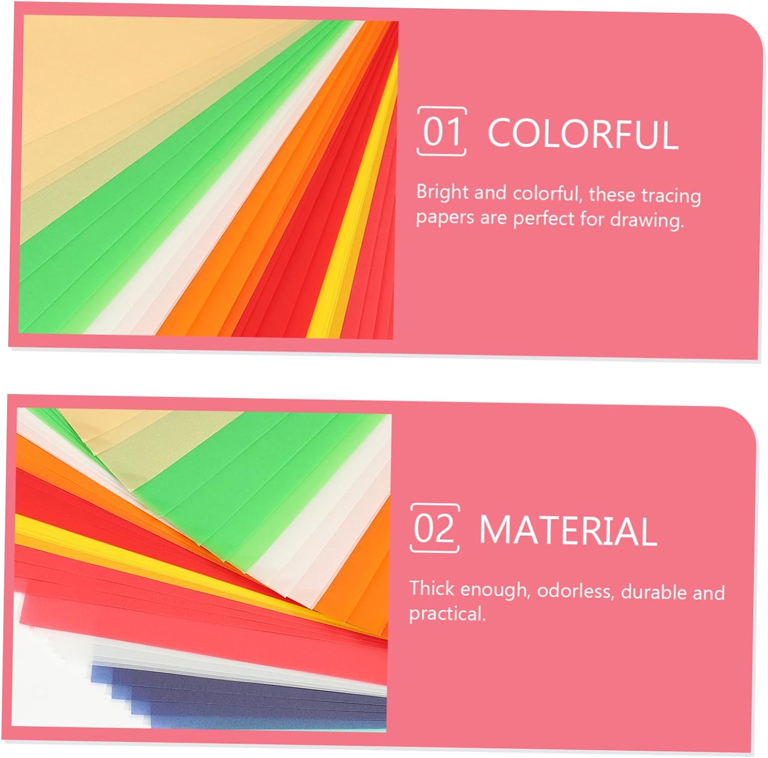VILLCASE 40pcs Tracing Paper Acid Pearl Paper for Drawing Writing Copying Assorted Colors