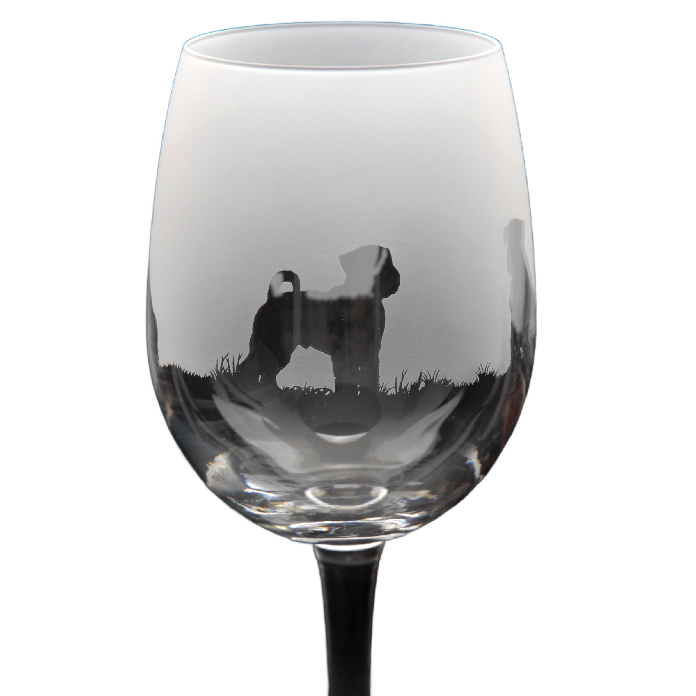 GLYPTIC Glass Art Schnauzer Dog Frieze Hand Etched/Engraved Crystal Wine Glass — image 1