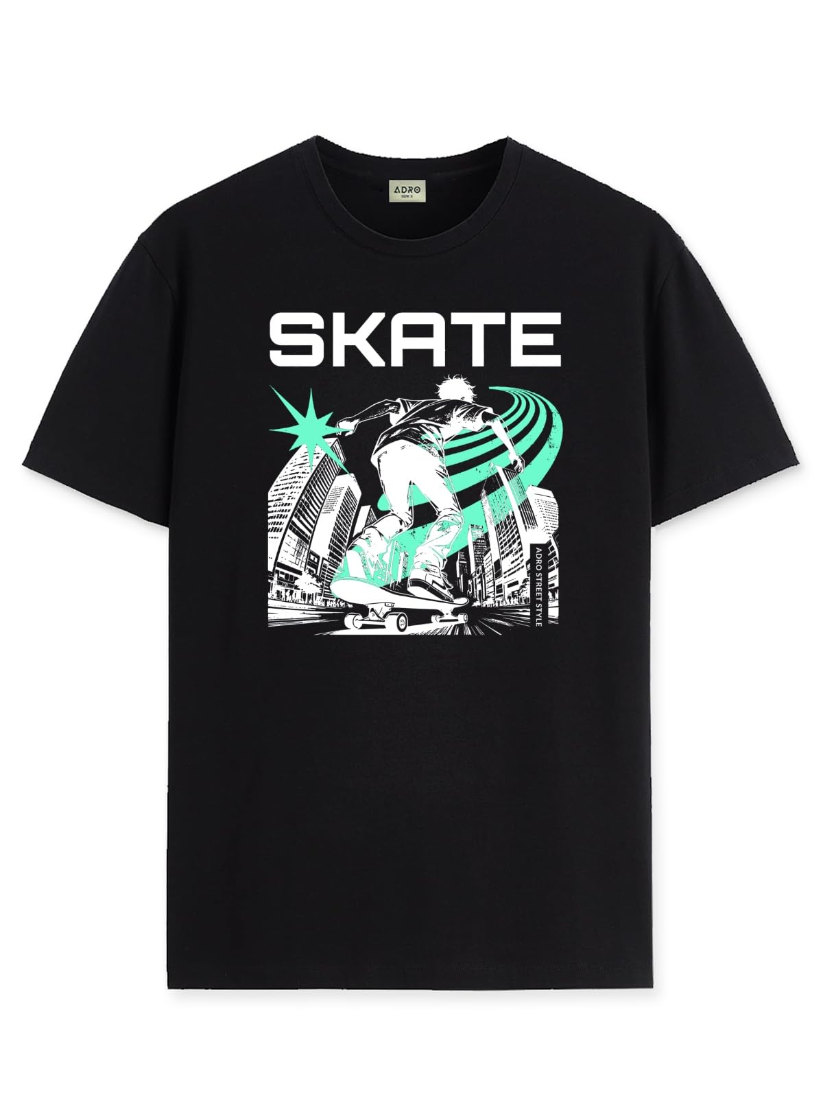 ADRO T-shirt per ragazzi e ragazze | T-shirt stampata Skate City Limits | Età 3-14 | Maglietta girocollo in 100% cotone per ragazzi
