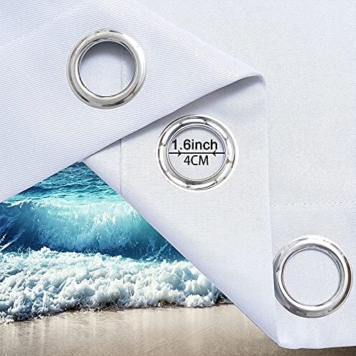 Beach Curtains - Ocean Theme Tropical Summer Hawaiian Blue Sea Waves Scenery Pattern Eyelet Thermal Insulated Blackout 3D Print Window Drapes for Bedroom Living Room 2 Panels W117cm x D229cm