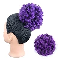 Vista 12 de Yinmei Baibian Extensión de cabello afro con cordón para coleta de caballo con cordón para mujeres negras, moño rizado, ondulado, corto, mini afro