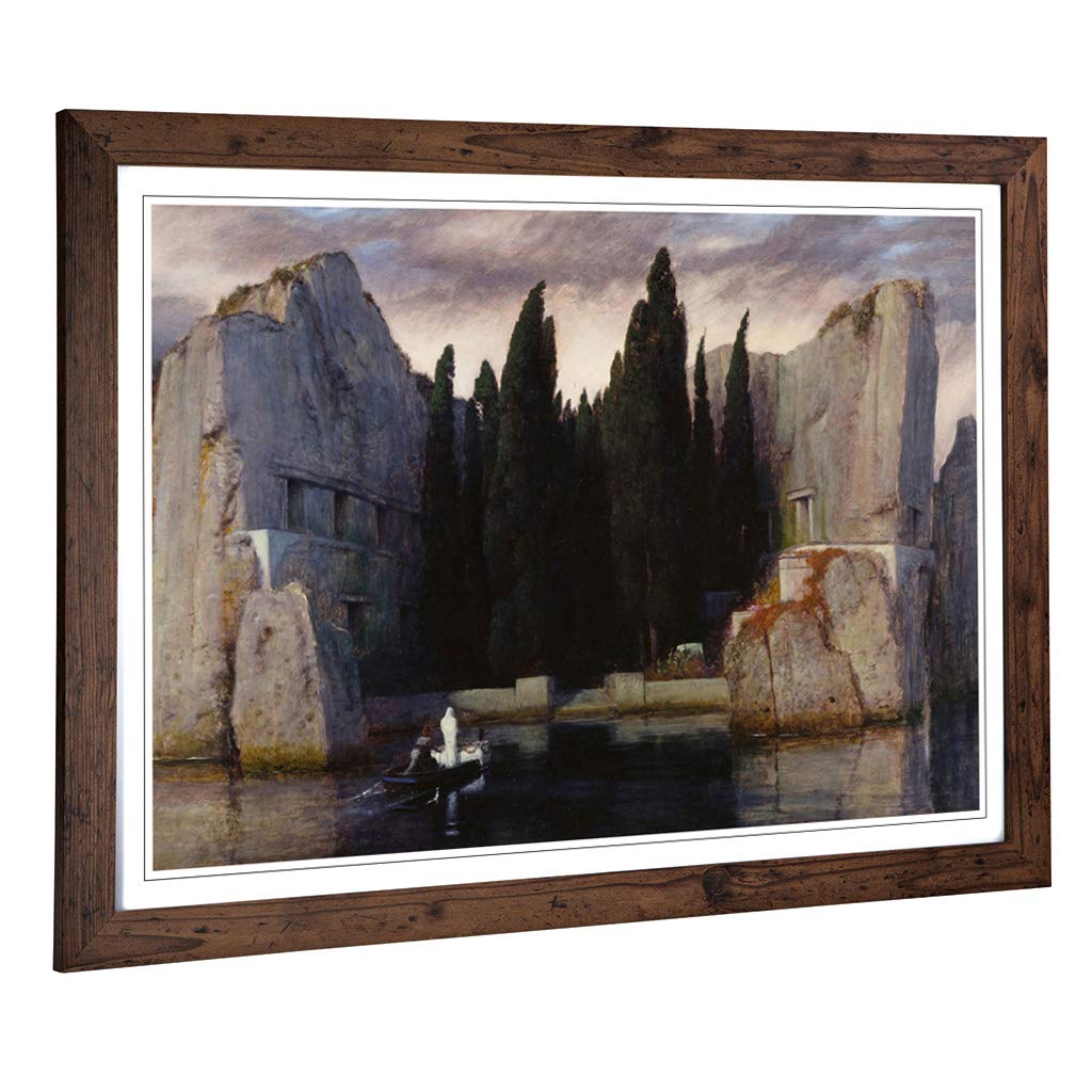 Arnold Bocklin Isle of The Dead Framed Wall Art Print A2 Walnut