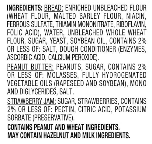 Smucker\'s Uncrustables - Bulk Size, Peanut Butter and Strawberry Jam Sandwich on Wheat Bread - Whole Grain, Individually Wrapped - 1 Pack (72 Count, 2.6 oz)