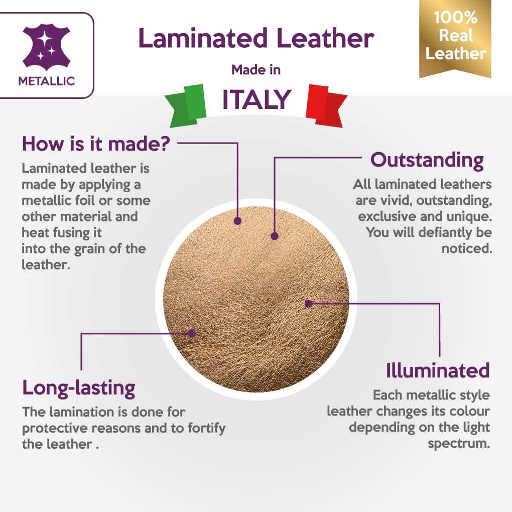 Real Bronze Metallic Leather Piece: Genuine Shiny Leather with Metallic Top for Sewing, Crafting and Jewelry Making (Bronze, 12x18In/ 30x45cm)