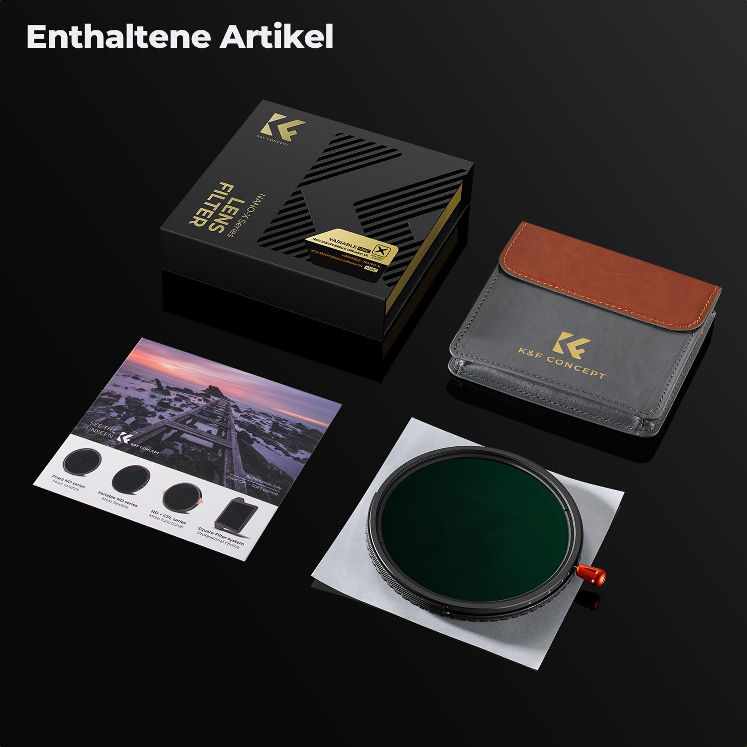 K&F CONCEPT 82mm Variabler ND2-32 (1-5 Blendenstufen)&Polfilter(CPL Filter)& Black Mist 1/4 Filter, 3 IN 1 Multi-Funktionen HD Bild mit Multi Beschichtungen für Videos & Porträts（Nano Xcel）