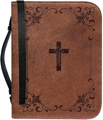 Qznuberone Funda para Biblia con asa y cremallera, resistente y duradera funda de transporte para Biblia con soporte para bolígrafo para hombres y