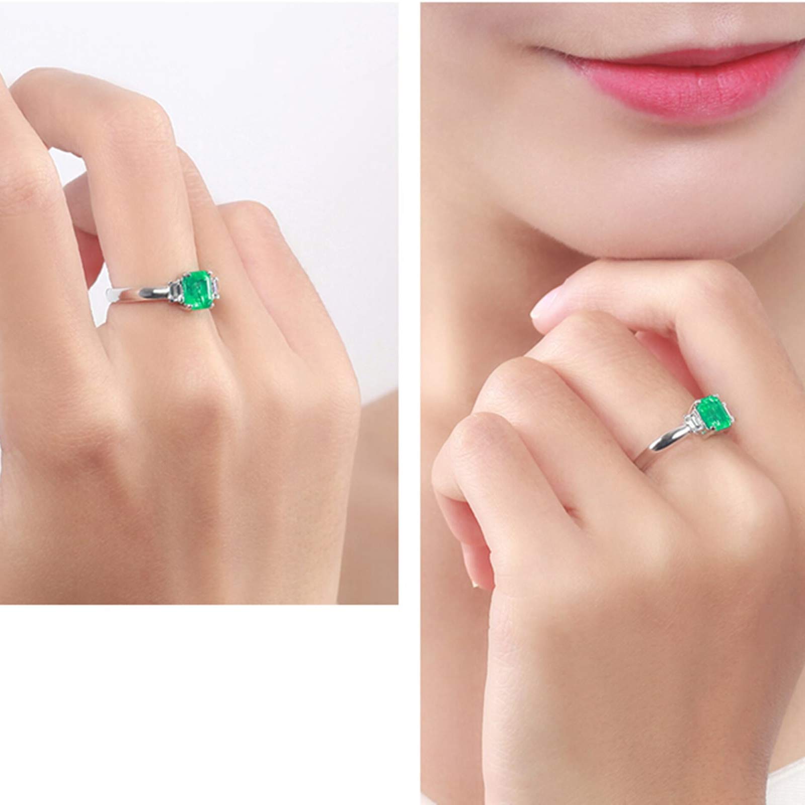 Beydodo Obrączki ślubne 18-karatowe złoto 0,98 ct szmaragd z diamentem białe złoto pierścionek dla kobiet e białe złoto, 56 (17,8 mm), colore: białe złoto, cod. TLLWGZ1016