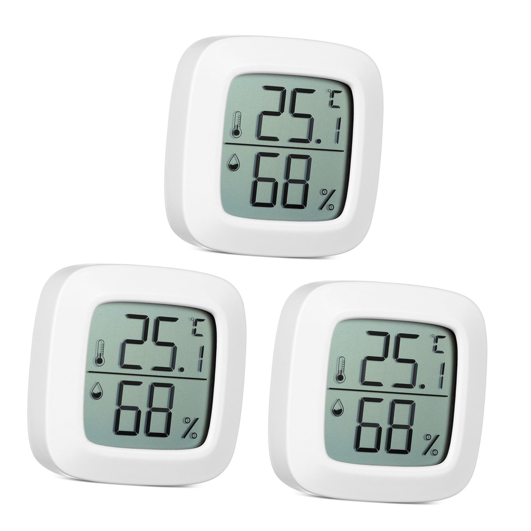 BESPORTBLE 3pcs Celsius Indoor Temperature Thermometer Decorative Thermometer Wall-Mounted Small Hygrometer car Digital Hygrometer White Temperature and Humidity Meter Magnet