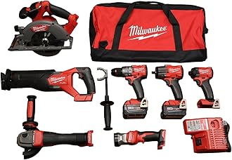 M18 FUEL 18-Volt Lithium-Ion Brushless Cordless Combo Kit with Two 5.0 Ah Batteries, 1 Charger, 2 Tool Bags (7-Tool)