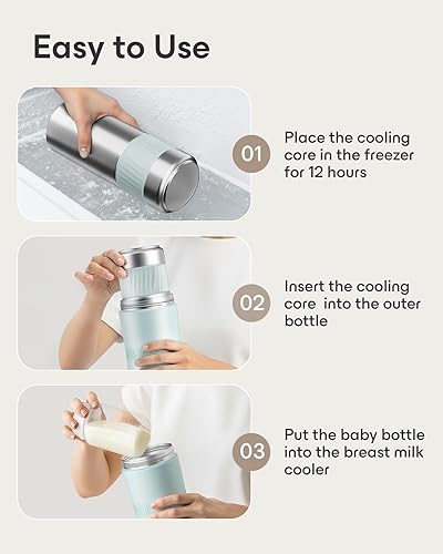 Miniatura 8 de Enfriador de leche materna  Enfriador de leche de acero inoxidable con enfriamiento mejorado de 360, mantenimiento fresco 24 horas, gran capacidad,