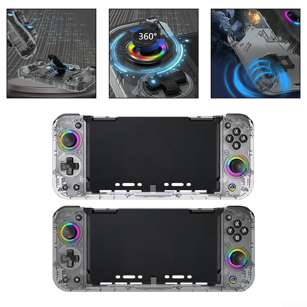 DAZZLEEX Controller wireless Pro per Nintendo Switch e con impugnatura ergonomica full-size, RGB regolabile, funzione Turbo, controllo del movimento a 6 assi, programmabile (bianco trasparente)
