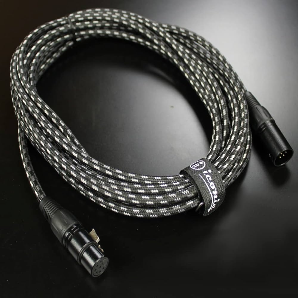 7ピンXLR 20?ftメスtoオス真空チューブマイク20?'ケーブルコードブラックツイード dwos6rj Amazon.com: Iconic Cables 7 Pin XLR 20ft Female to Male