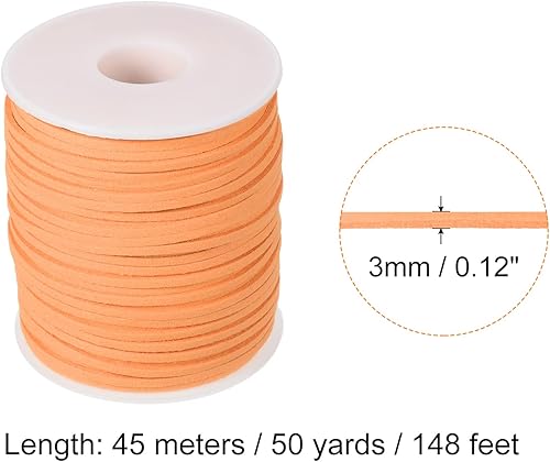 Miniatura 8 de PATIKIL Cordón de gamuza con carrete en rollo de 0.118 in, 50 yardas, cordón plano de piel sintética para collares, pulseras, joyería, cuentas,