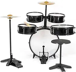 Bateria Infantil c/Chimbal 72cm Profissional Completa MDF (Preto)