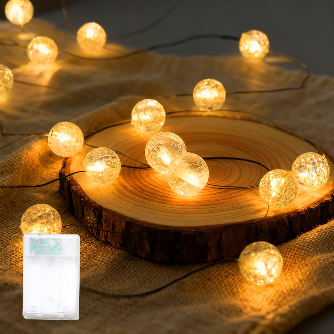 Lichterkette Kugeln, 200cm 20LED Bälle Lichterketten Batteriebetrieben, Lichterkette sommer, Dekorative Lichter für Kinderwagen, Fairy Lights für Garten, Innen, Terrasse, Bäume, Party Dekoration