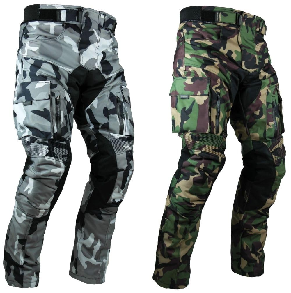 HEYBERRY Sportliche Motorrad Hose Motorradhose Camouflage Grün Gr. M - 7XL