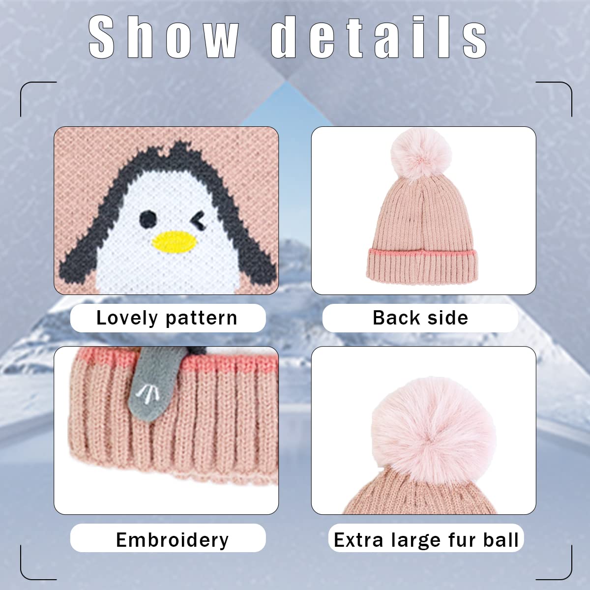 Rayson Bambini Cappello Invernali Calda Carina Cappello Morbidi Cappelli a Maglia Calda e Sciarpa Lavorato a Maglia del Fumetto di Stampa Animale Cappello Invernale Della Peluche