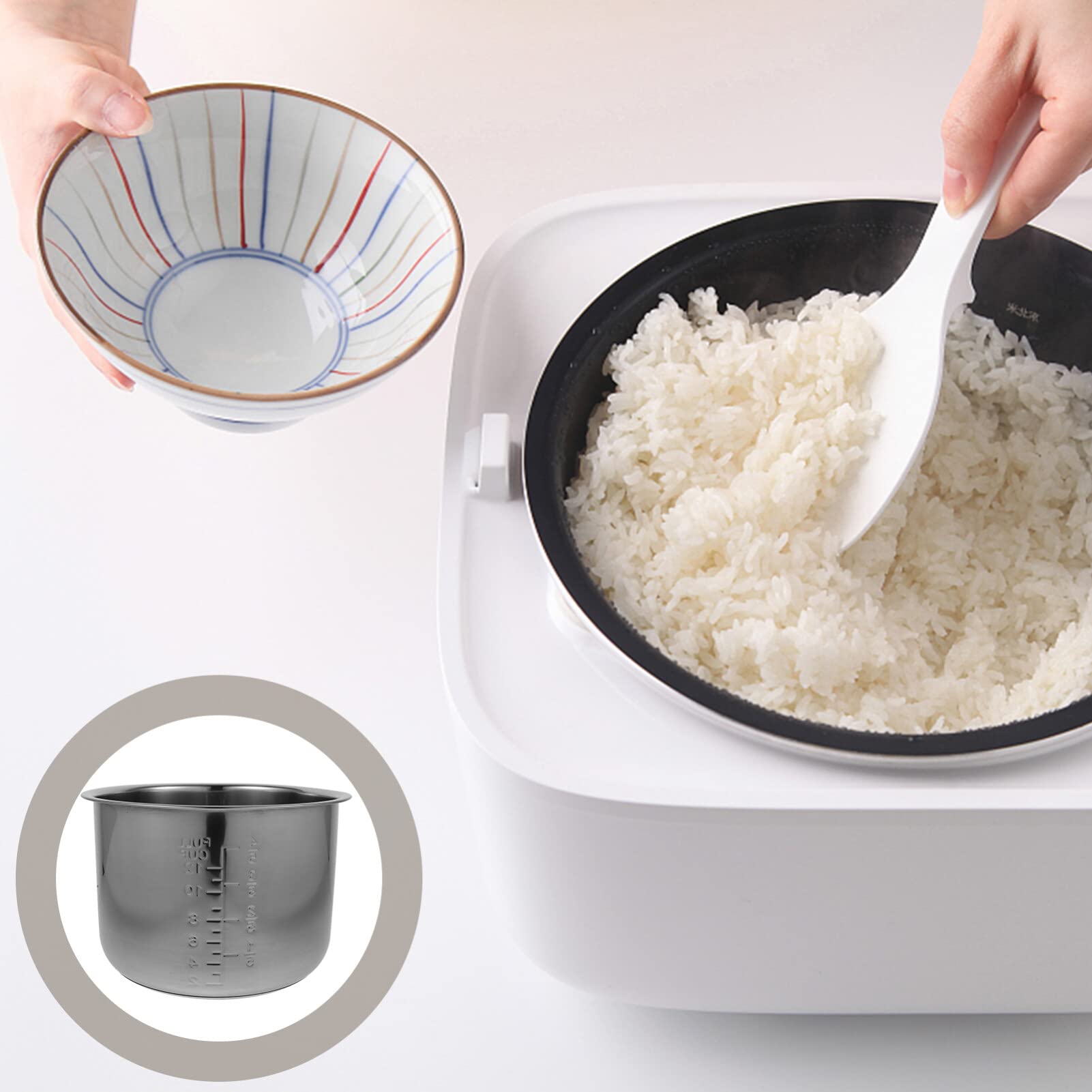 Luxshiny Inner Cooking Pot Cooker Pots Rice Maker Inner Pot for Rice Cooker Cooking Pot Rice Cooking Container Inner Pot Replacement Small Pot Rice Machine Non Stick Stainless Steel