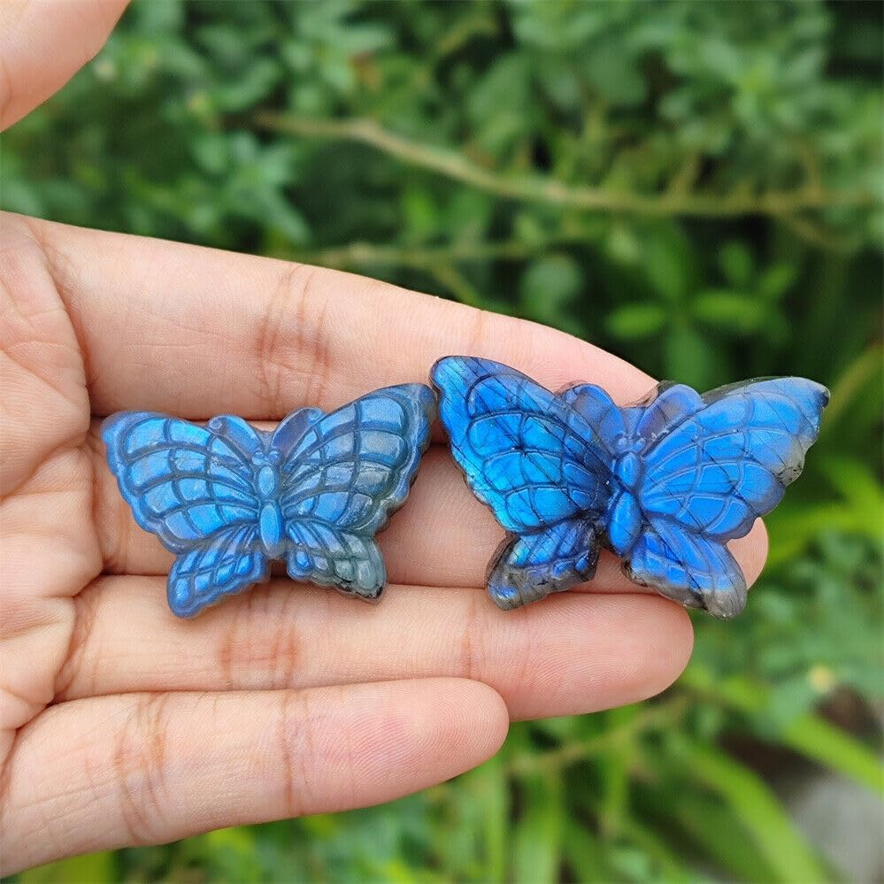 Miniatura 2 de TEAMWILL 1 pieza de labradorita natural de cuarzo tallado a mano mariposa cráneo cristal curación Reiki (pequeño)