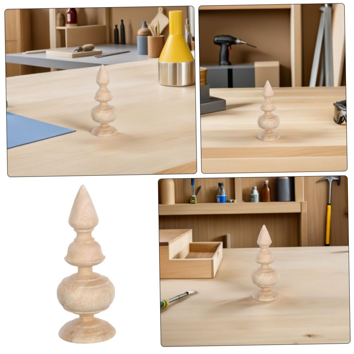 HOMSFOU Remates Decorativos y Barras de Cortina 2 Piezas de Madera sin Terminar Superficie Lisa y Tallado Fino para Postes de Cama para Decoración Interior DIY