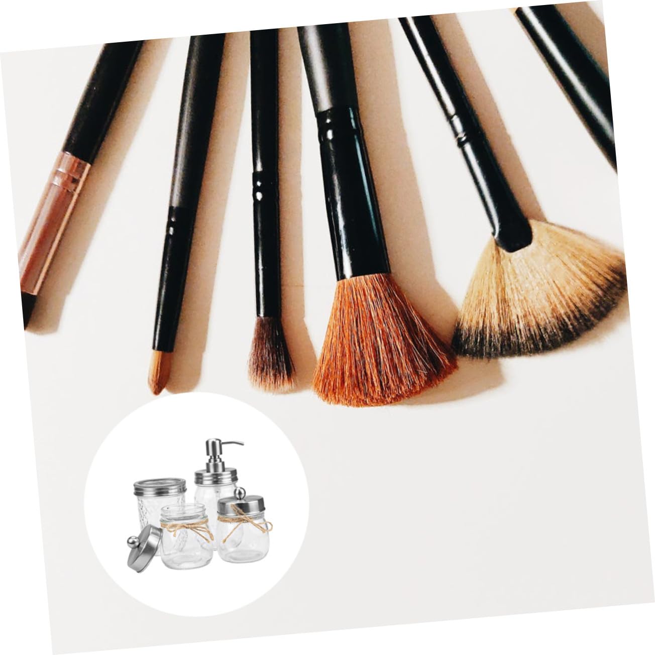 VICASKY Accessori Bagno in Vetro Trasparente Portaspazzolini e Dispenser Lozione Design Classico e Superficie Liscia Facile da Pulire e Portatile Materiale Durevole per Uso Quotidiano