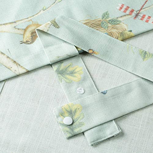 Leeva Tie Up Shade Valance For Windows, Elegant Birds Pattern Light Filtering Window Treatment Valances For Basement Kitchen, One Panel, 52 X 18, Light Blue #TOP5