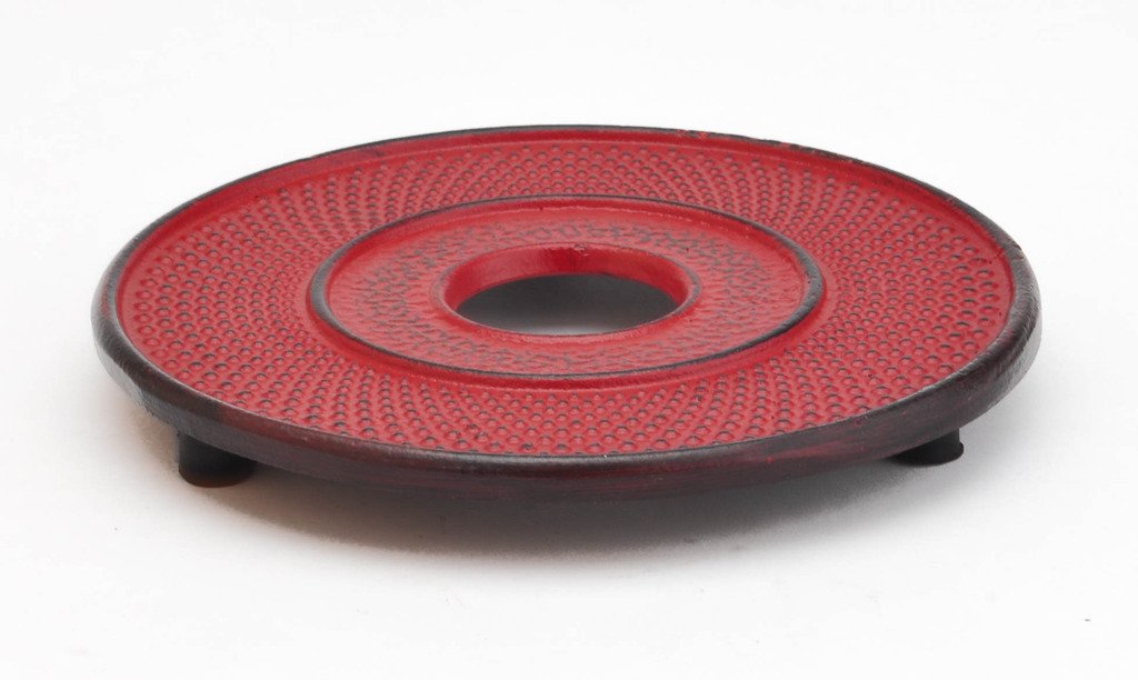 M.V. Trading T7020RD Cast Iron Trivet Hobnail Design, 5½-Inch, Red